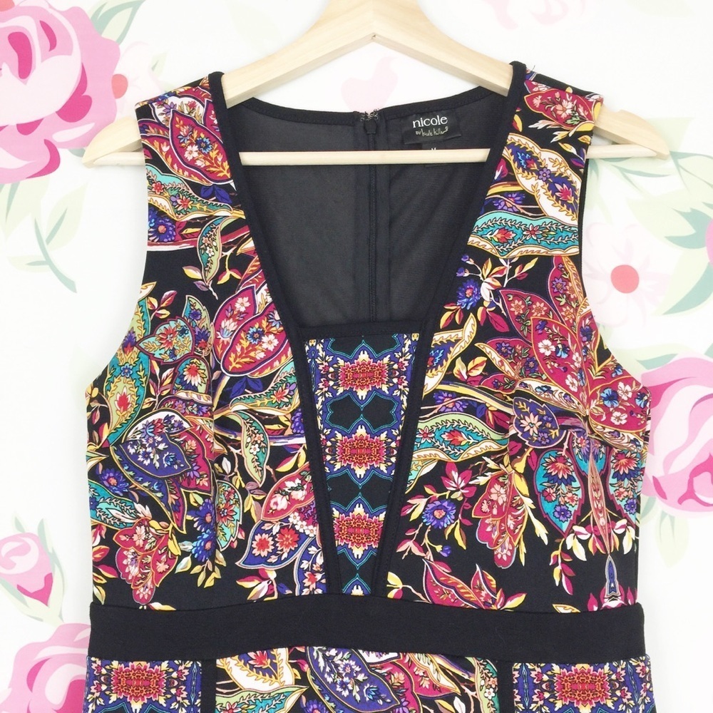 Nicole Miller Floral Paisley Print Midi Dress M - Picture 2 of 6